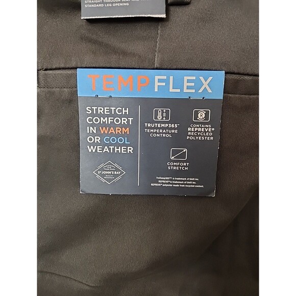St Johns Bay Temp Flex Chino Pants Mens 38x30 Gray Stretch Comfort NEW - Picture 6 of 11